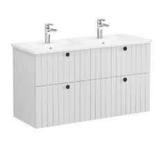 Vitra Root Groove 69514 Lavabo Dolabı, Dört Çekmeceli, 120 Cm, Mat Açık Gri, Köşeli Lavabolu